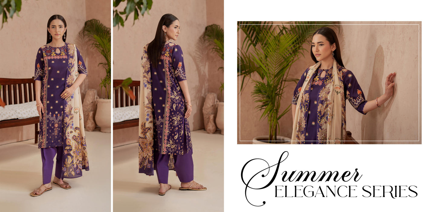 Digital Printed Lawn 3-Piece Suit - Shirt & Dupatta