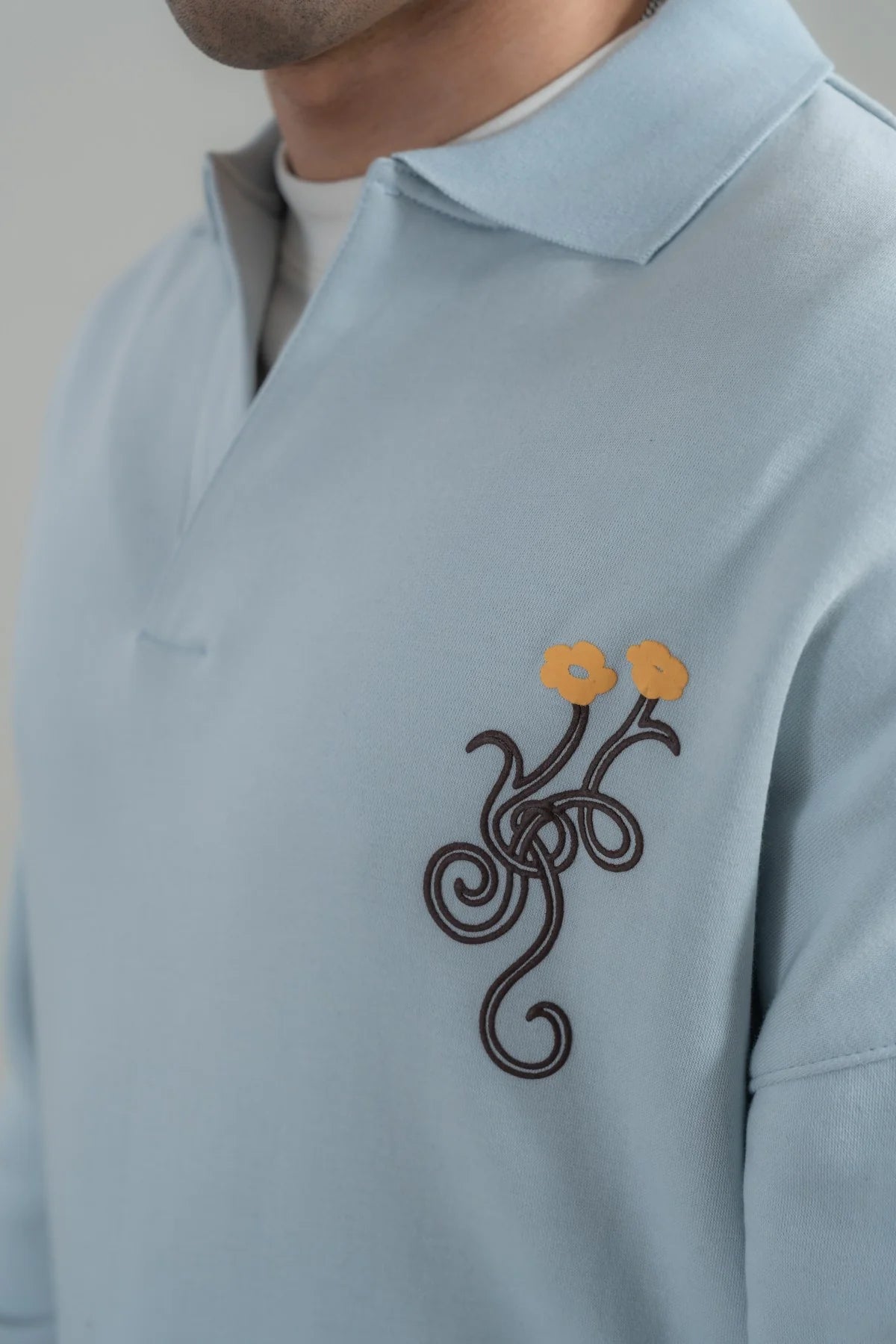 Men’s Premium Oversized Sweatshirt - Sky Blue Embroidered Edition, 
